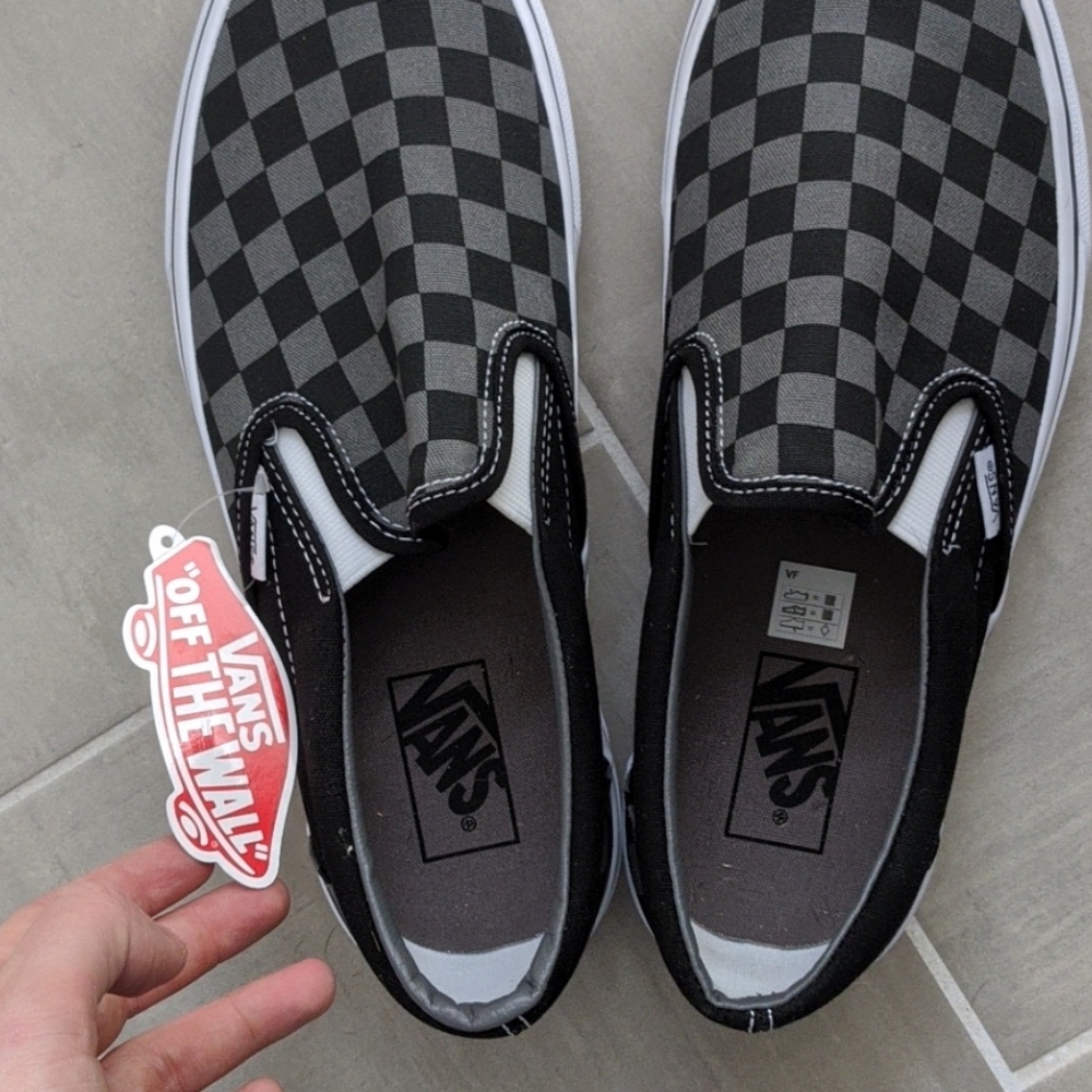 NWT Black and Pewter Checkered Vans